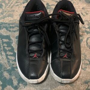 Kids Jordan Black and Red Sneakers